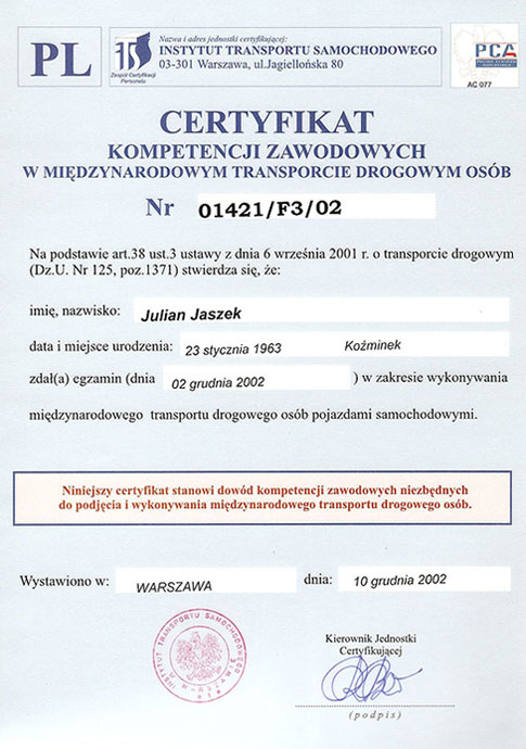 CERTYFIAT NR 01421/F3/02